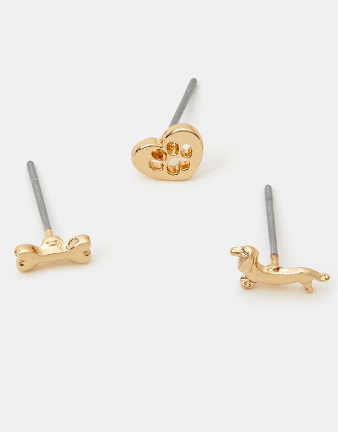 3-Pack Sausage Dog Stud Earrings, , large