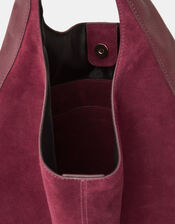 Slouchy Suede Shoulder Bag, Red (BURGUNDY), large