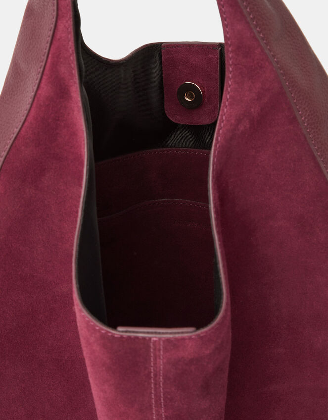 Slouchy Suede Shoulder Bag, Red (BURGUNDY), large