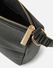 Zip Front Crossbody Bag, Black (BLACK), large
