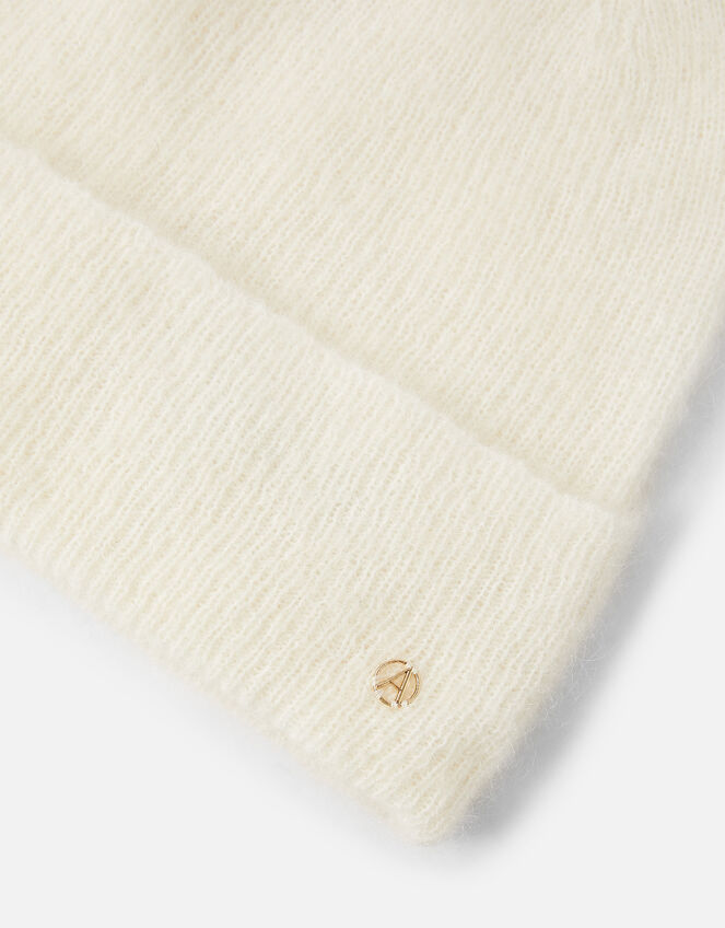 Milan Fluffy Beanie Hat, Natural (NATURAL), large