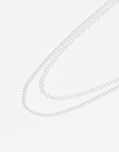 Sterling Silver DoubleLayered Chain Necklace Sterling silver