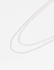 Sterling Silver Double-Layered Chain Necklace, , large