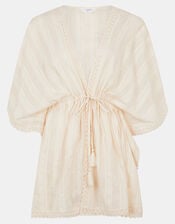 Shimmer Lace Mini Kaftan, Ivory (IVORY), large