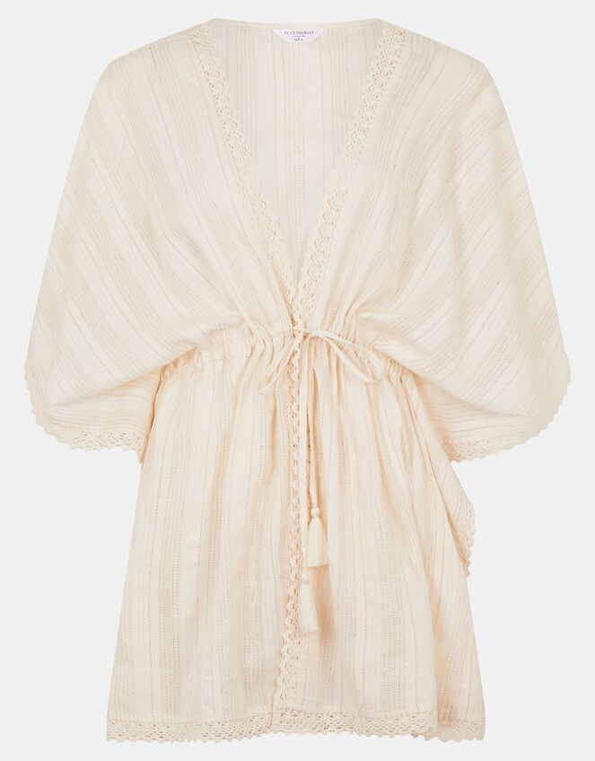 Shimmer Lace Mini Kaftan, Ivory (IVORY), large