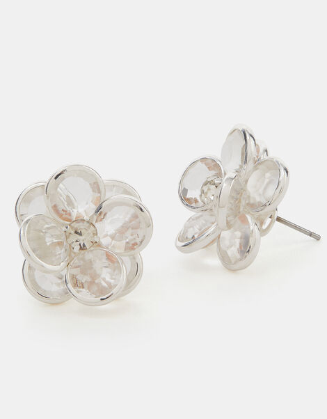 Gemstone Flower Stud Earrings , , large