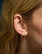 2-Pack 14ct Gold-Plated Hoop Earrings, , large