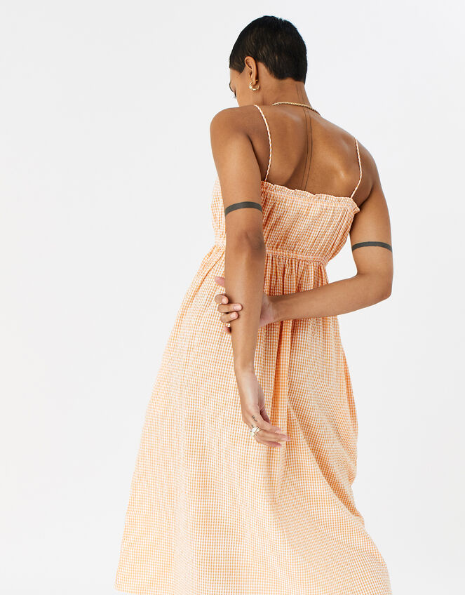 Gingham Strappy Dress, Orange (ORANGE), large