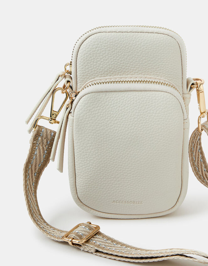 Webbing Strap Phone Bag, Cream (CREAM), large