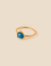 Gold-Plated Healing Stone Apatite Ring, Blue (BLUE), large