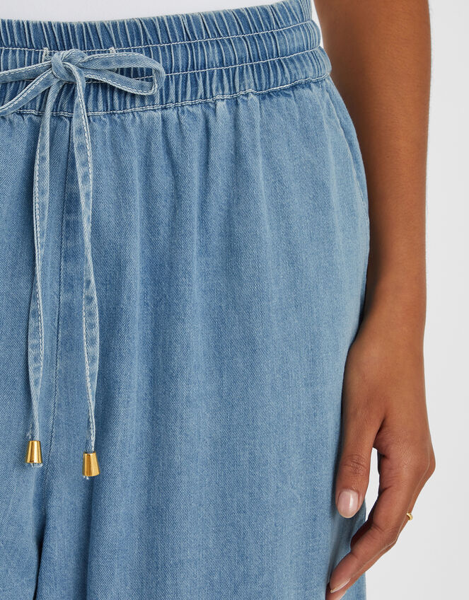 Denim Wide Leg Trousers, Blue (BLUE), large
