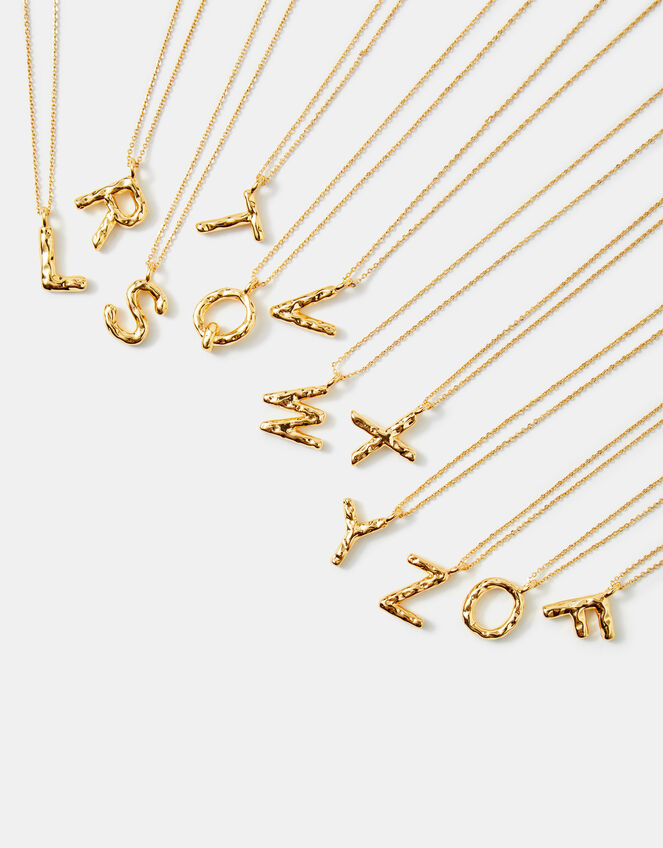 14ct Gold-Plated Molten Initial Pendant Necklace, Gold (GOLD), large