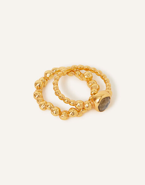 14ct Gold-Plated Bobble Rings Set of Two, Gold (GOLD), large