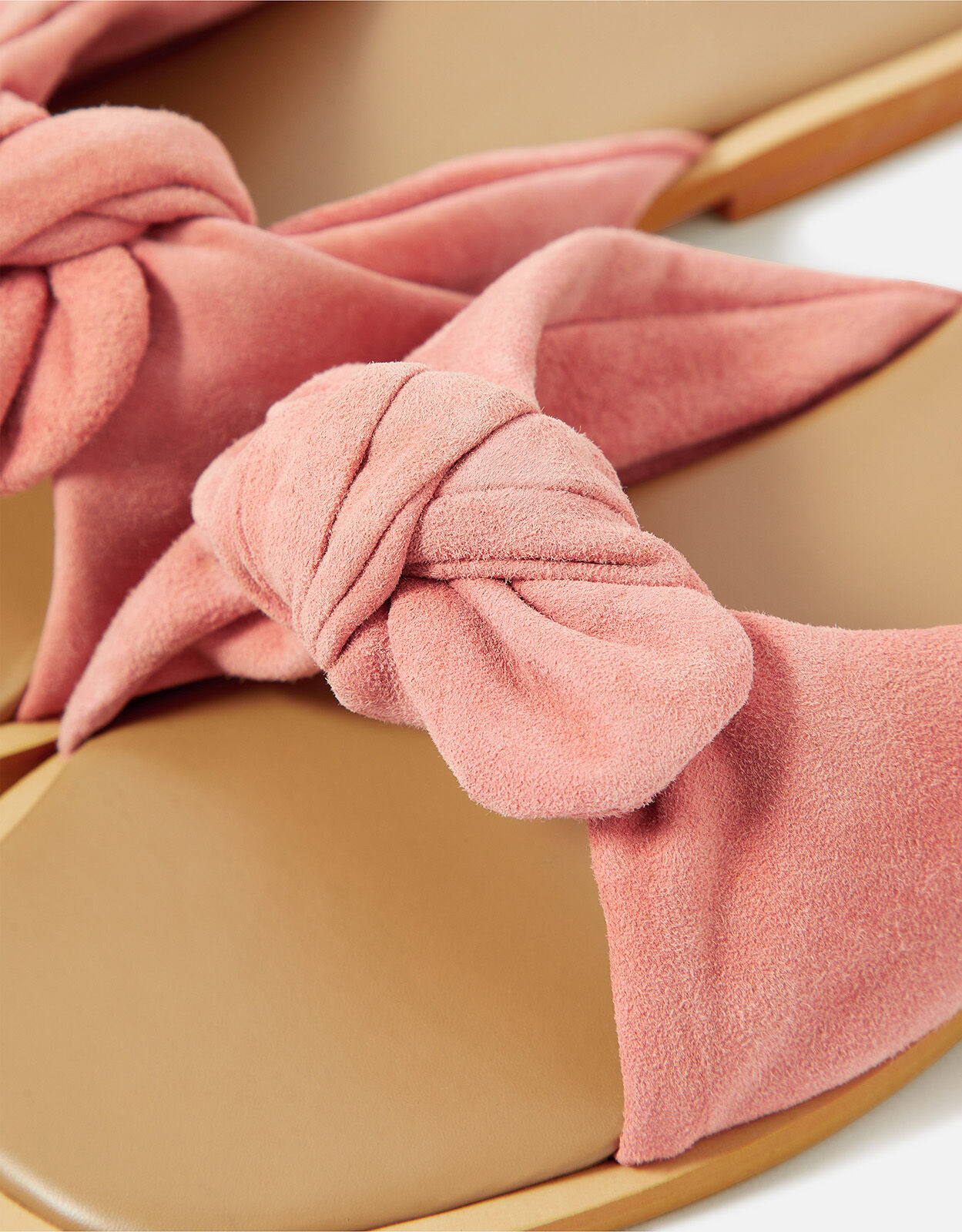 Suede Bow Sliders Pink