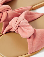 Suede Bow Sliders, Pink (PINK), large
