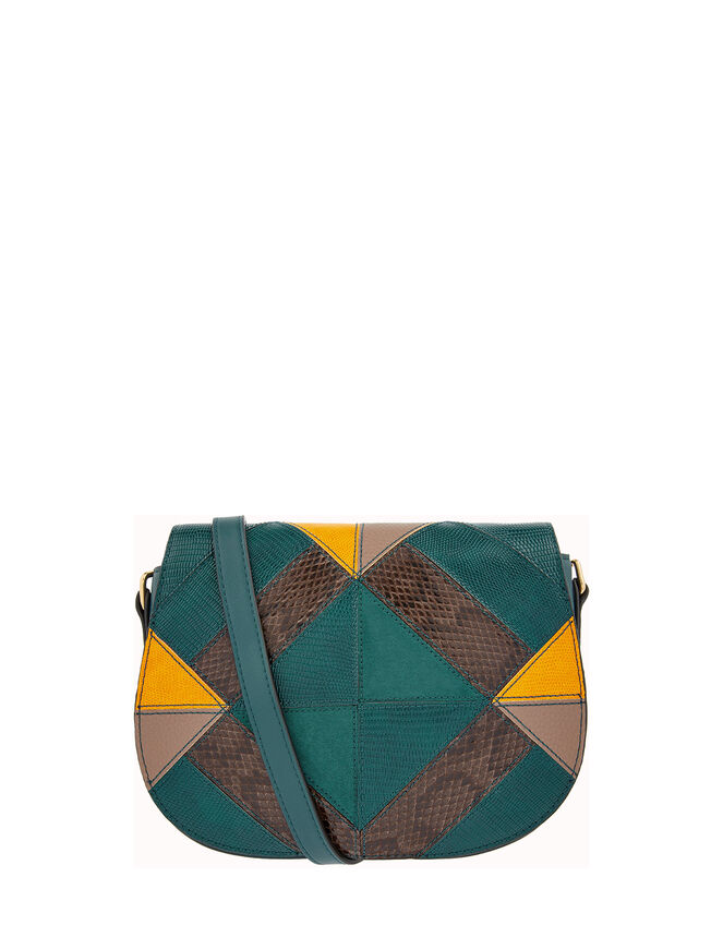 Polly Patchwork Cross-Body Bag, Green (GREEN), large