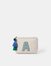 Initial Beaded Make Up Bag, Natural (NATURAL), large