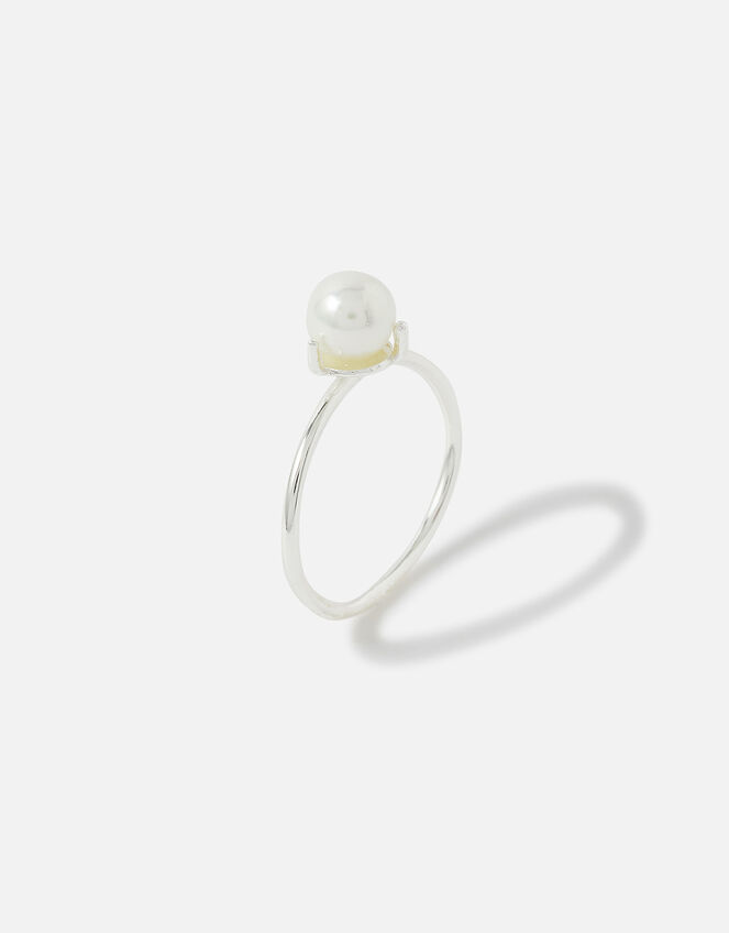 Sterling Silver Pearl Ring, Silver (ST SILVER), large