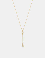 14ct Gold-Plated Cubic Zirconia Lariat Necklace, , large