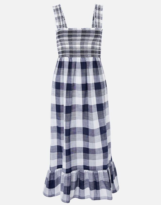 Gingham Midi Dress, Blue (NAVY), large