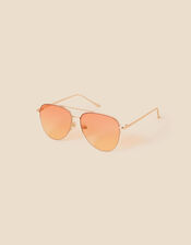 Half Frame Aviator Sunglasses, Yellow (YELLOW), large