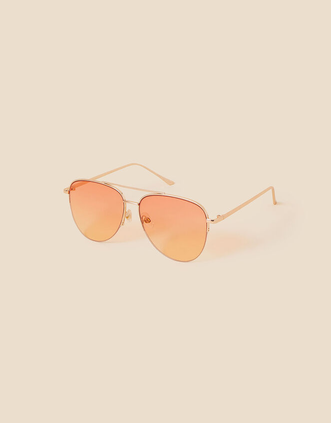 Half Frame Aviator Sunglasses, Yellow (YELLOW), large