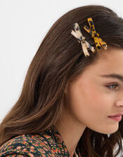 2-Pack Tort Bow Hair Clips, , large