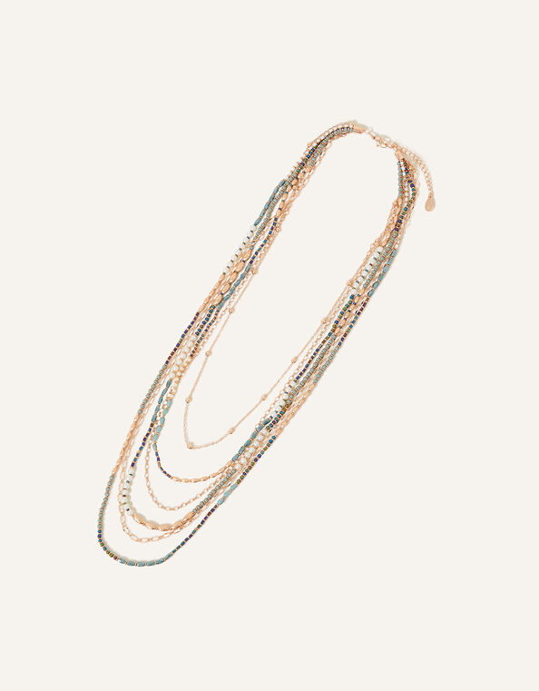 Bead and Chain Layered Necklace, , large