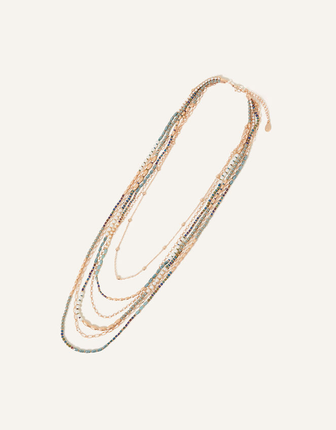Bead and Chain Layered Necklace, , large