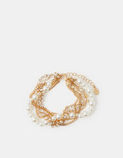 Twisted Diamanté Pearl Bracelet, , large