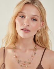 Layered Bead Station Necklace, , large