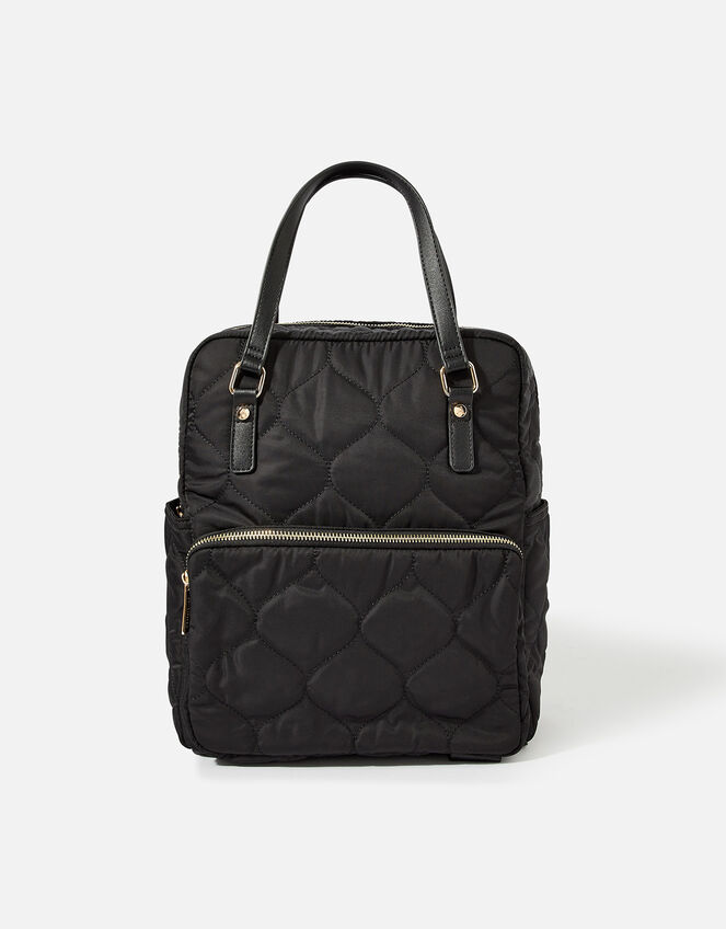 Quilted Backpack with Recycled Polyester, Black (BLACK), large