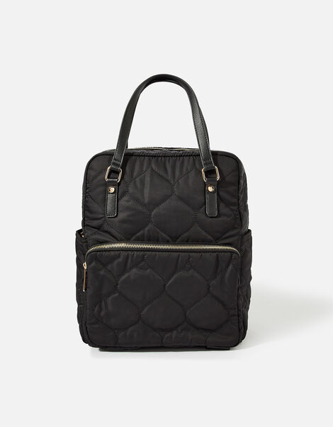 Quilted Backpack with Recycled polyester Black, Black (BLACK), large