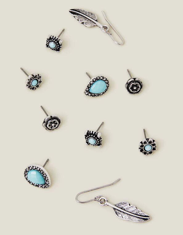 5-Pack Feather Stud Earrings, , large