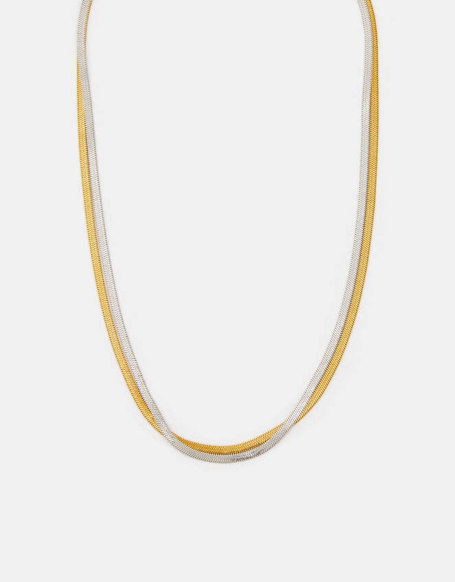 Stainless Steel Mixed Metal Omega Layered Necklace, , large