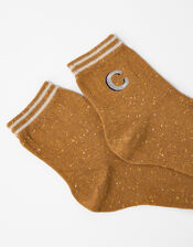Initial Sparkle Ankle Socks - C, , large