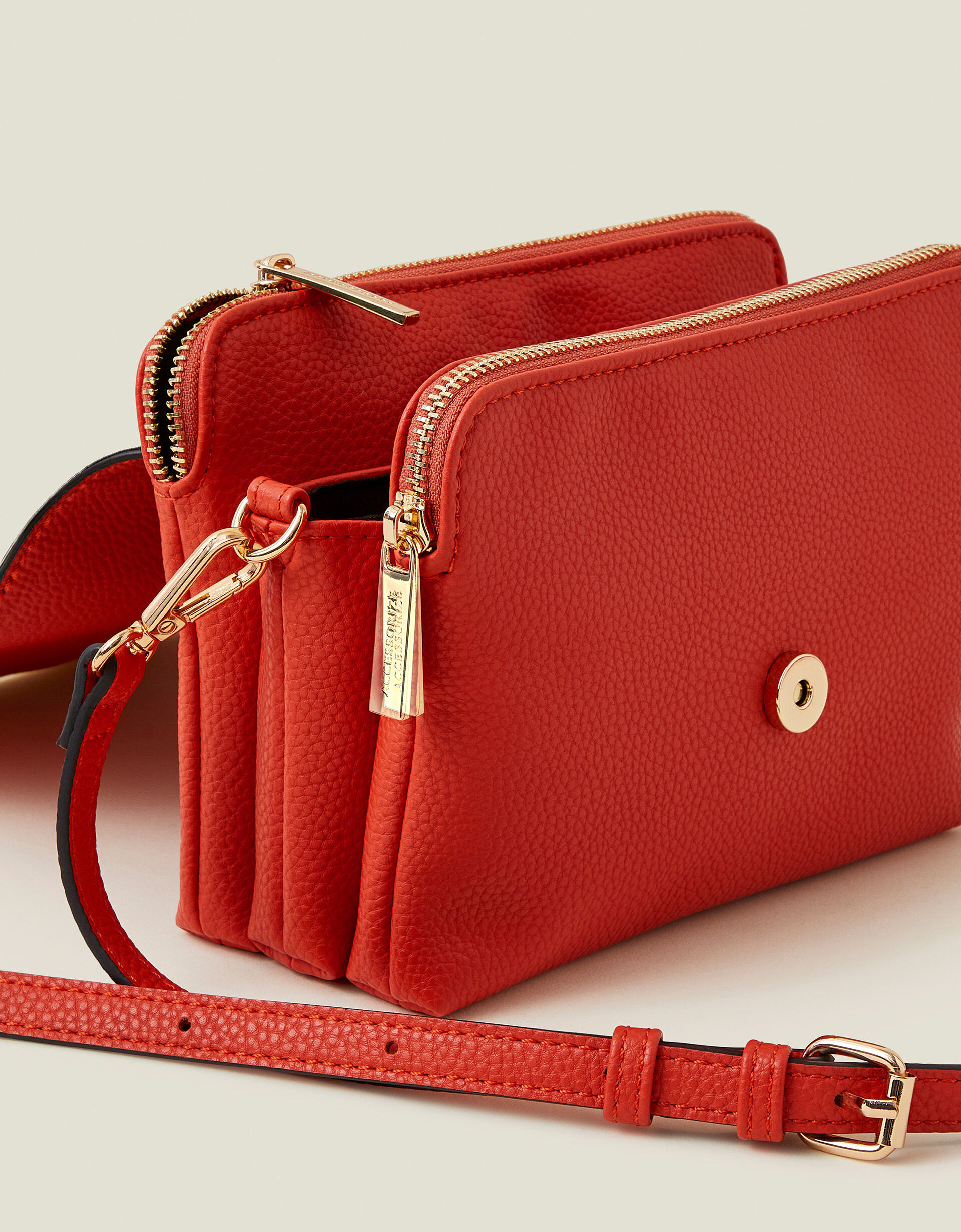 Double Zip Cross Body Bag Orange Crossbody Bags Accessorize Global