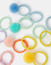 18-Pack Girls Pom-Pom Hair Bands Set, , large