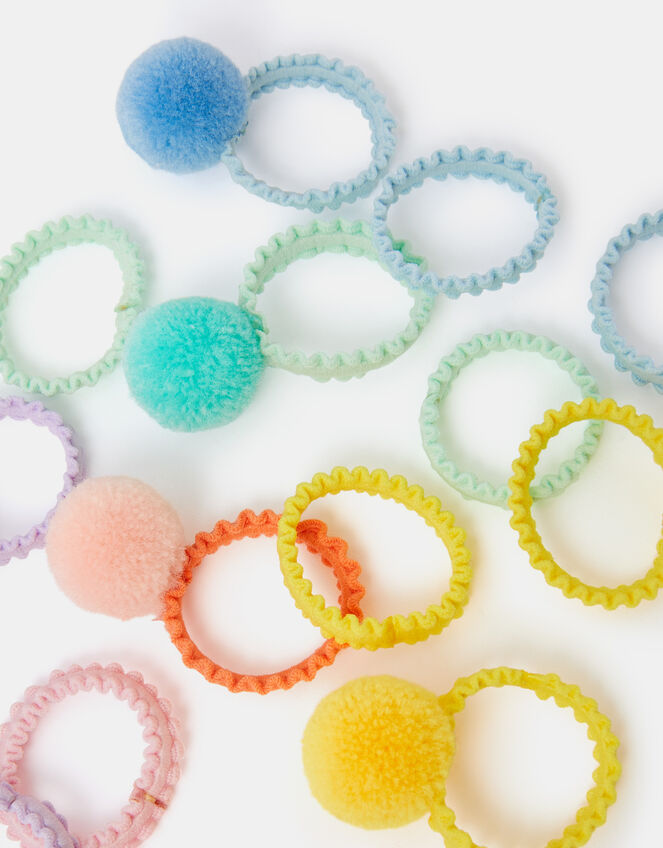 18-Pack Girls Pom-Pom Hair Bands Set, , large