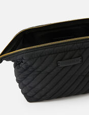 Quilted Wash Bag with Recycled Fabric, Black (BLACK), large