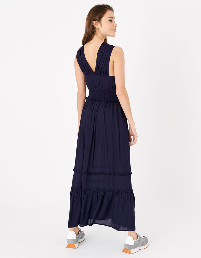 High V-Neck Jersey Maxi Dress, Blue (NAVY), large