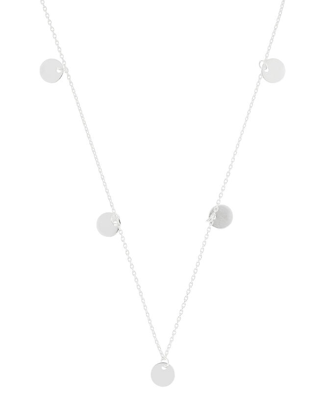 Sterling Silver Disc Station Necklace, , large