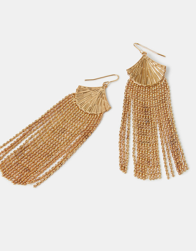 Fan Fringe Drop Earrings, , large