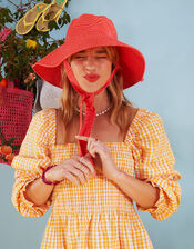 Swirl Print Bucket Hat with Ties, , large
