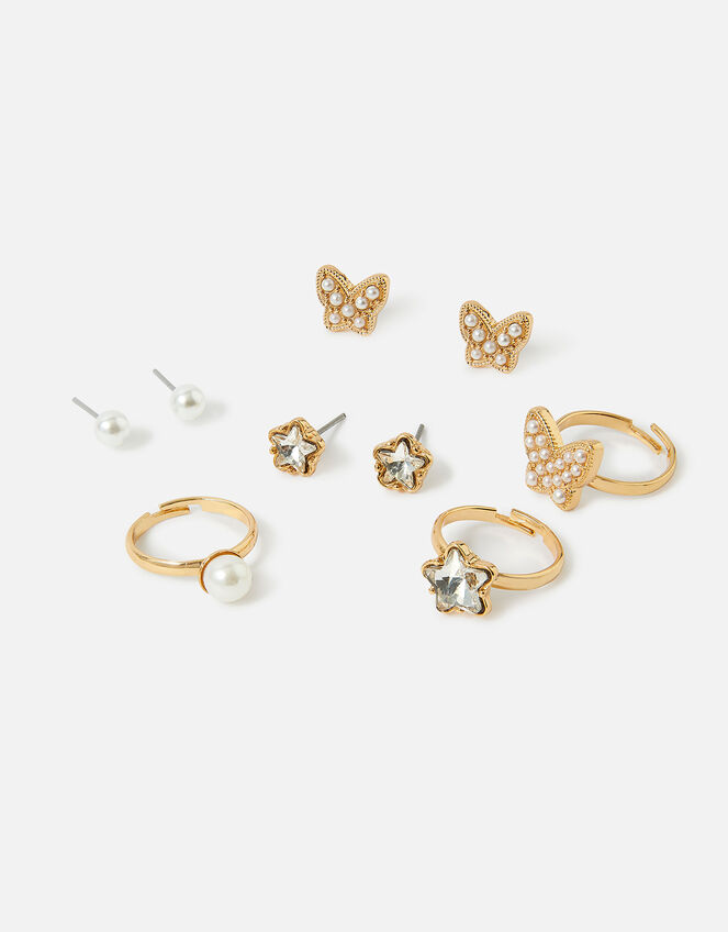 Girls Sparkle Pearl Ring and Earring Set Girls matching sets