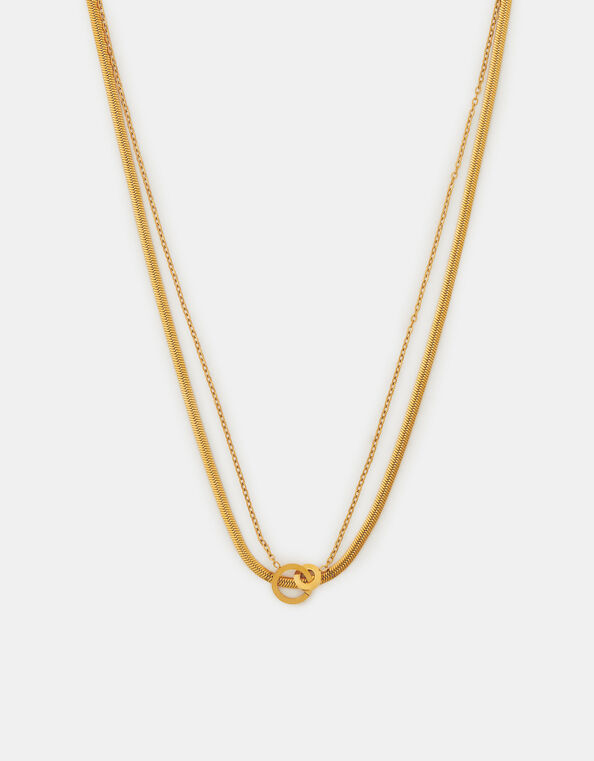 Stainless Steel Ring Layered Necklace, , large