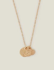 Textured Coin Pendants Necklace Gold, , large