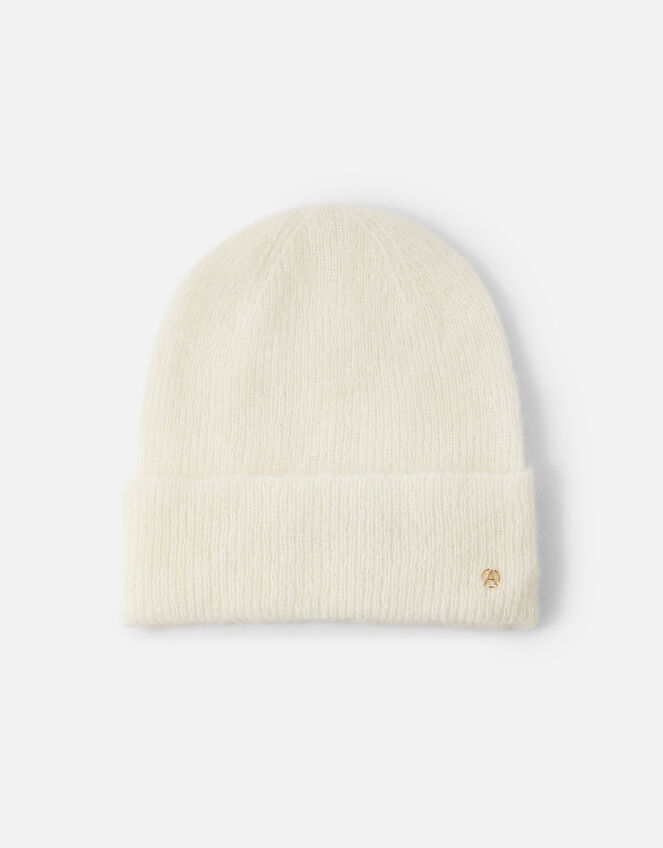 Milan Fluffy Beanie Hat, Natural (NATURAL), large
