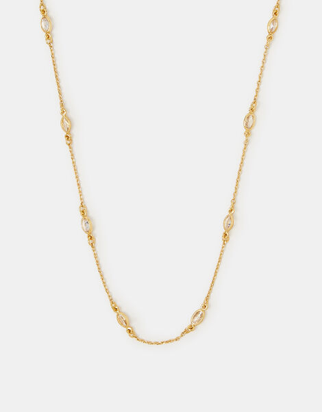 14ct Gold-Plated Cubic Zirconia Collar Necklace, , large