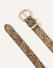 Leopard Print Leather Jeans Belt, Leopard (LEOPARD), large